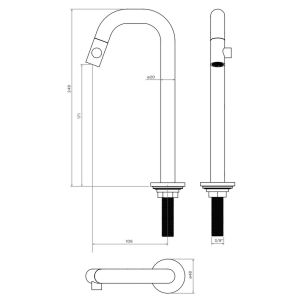 Clou Kaldur CL060500583R stehend Handwaschbeckenarmatur mit kurzem Auslauf, hohe Version, Bronze gebürstet PVD