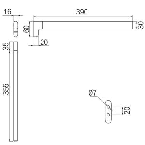 Inda Claire A71150NE vlag vormige handdoekstang mat zwart