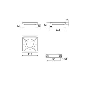 Inda Divo A15110GB03 Seifenhalter Klarglas gebürstet gold