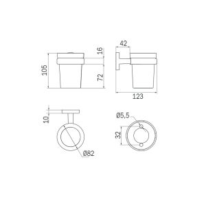 Inda Gealuna A1010ANS03 cup holder transparent clear glass/ stainless steel brushed