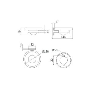 Inda Gealuna A10110NS03 Seifenhalter transparentes Klarglas/Edelstahl gebürstet