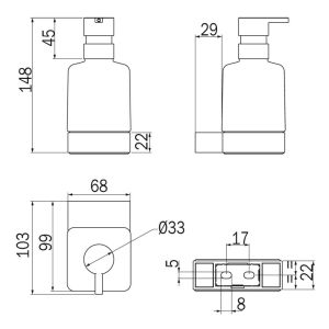 Inda Indissima A88120GB21 zeepdispenser geborsteld goud/ gesatineerd glas