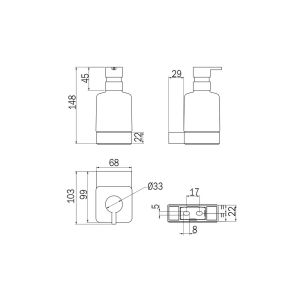 Inda Indissima A88120NE21 zeepdispenser met glazen flacon mat zwart/ gesatineerd glas