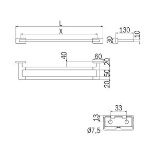 Inda Lea A1819CDR handdoekhouder 660mm verguld 24 karaat