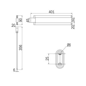 Inda Mito A20150NE 2-lids handdoekhouder mat zwart