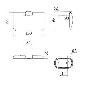 Inda Mito A20260NE toilet roll holder with flap matte black