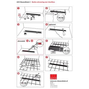 ACO ShowerDrain C 408720 douchegoot met vloerflens 118,5cm zijuitloop