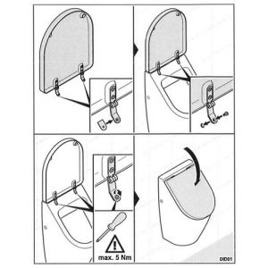 Villeroy en Boch Magnum - O.Novo 92205061 set vaste scharnieren chroom (t.b.v. urinoirdeksel)
