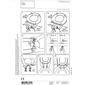 Pressalit Dania R24000 toilet seat 100mm raised without cover with splash guard white