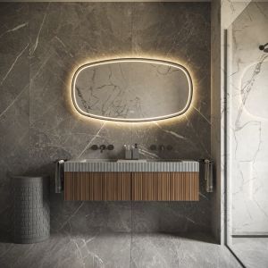 Phantom Mirrors Serie 009 009.100.65 Deens ovale LED spiegel op zwart frame, 100x65 cm met directe en indirecte led rondom