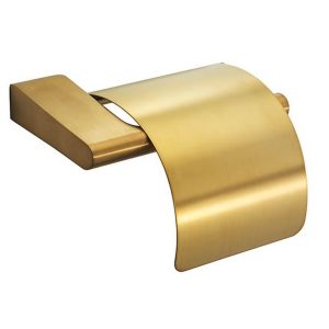 Pressalit Style PR70220 toilet roll holder with flap brushed brass