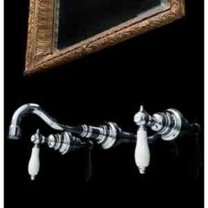 Fima Carlo Frattini Herend F54015CR 3-hole wall mounted basin mixer 2 handle spout 16cm chrome