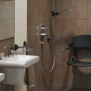 Handicare (Linido) LI2637001211 towel rail short 300mm stainless steel polished (anthracite covers)