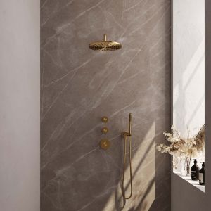 Brauer Carving 5-GG-100 thermostatic concealed rain shower SET 04 gold brushed PVD