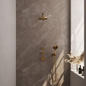 Brauer Carving 5-GG-103 thermostatic concealed rain shower SET 07 gold brushed PVD