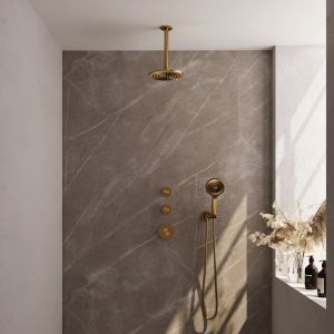 Brauer Carving 5-GG-107 thermostatic recessed rain shower SET 11 gold brushed PVD