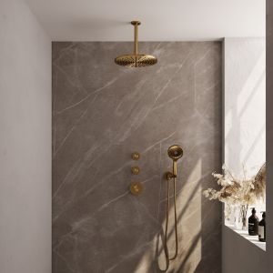 Brauer Carving 5-GG-108 thermostatic recessed rain shower SET 12 gold brushed PVD