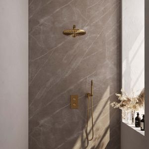 Brauer Carving 5-GG-122 thermostatic concealed rain shower 3-way diverter SET 26 gold brushed PVD
