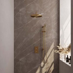 Brauer Carving 5-GG-136 thermostatic concealed rain shower 3-way diverter SET 40 gold brushed PVD