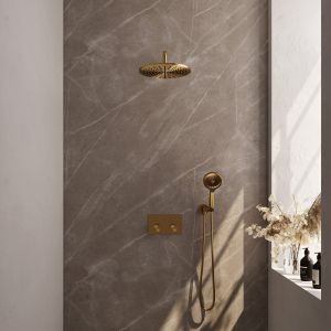 Brauer Carving 5-GG-193 thermostatic concealed rain shower with push buttons SET 58 gold brushed PVD