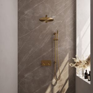 Brauer Carving 5-GG-197 thermostatic concealed rain shower with push buttons SET 62 gold brushed PVD