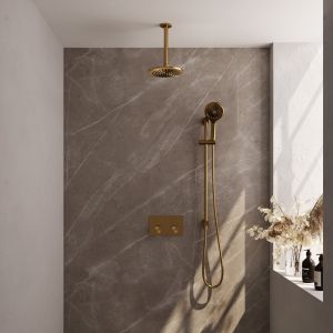 Brauer Carving 5-GG-206 thermostatic concealed rain shower with push buttons SET 71 gold brushed PVD