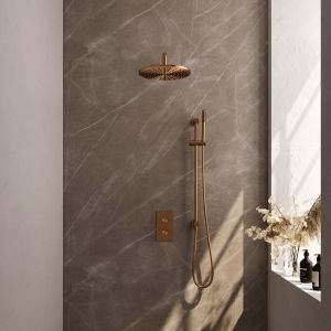 Brauer Carving 5-GK-136 thermostatic concealed rain shower 3-way diverter SET 40 copper brushed PVD