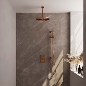 Brauer Carving 5-GK-138 thermostatic concealed rain shower 3-way diverter SET 42 copper brushed PVD