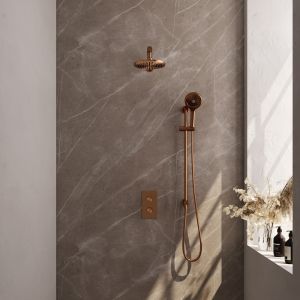 Brauer Carving 5-GK-139 thermostatic concealed rain shower 3-way diverter SET 43 copper brushed PVD