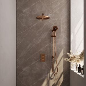 Brauer Carving 5-GK-140 thermostatic concealed rain shower 3-way diverter SET 44 copper brushed PVD