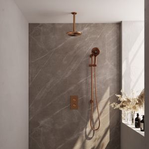 Brauer Carving 5-GK-143 thermostatic concealed rain shower 3-way diverter SET 47 copper brushed PVD
