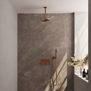 Brauer Carving 5-GK-188 thermostatic concealed rain shower with push buttons SET 53 copper brushed PVD