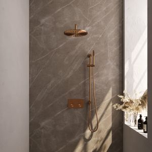 Brauer Carving 5-GK-199 thermostatic concealed rain shower with push buttons SET 64 copper brushed PVD