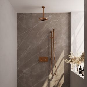 Brauer Carving 5-GK-200 thermostatic concealed rain shower with push buttons SET 65 copper brushed PVD