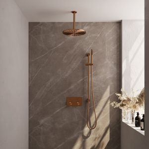 BrauerCarving 5-GK-201 thermostatic concealed rain shower with push buttons SET 66 copper brushed PVD