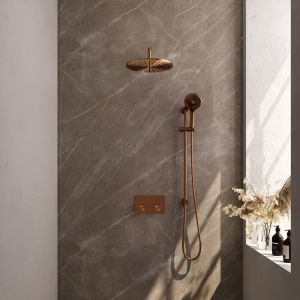Brauer Carving 5-GK-205 thermostatic concealed rain shower with push buttons SET 70 copper brushed PVD