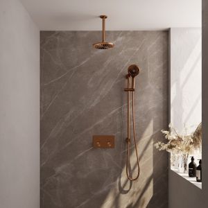 Brauer Carving 5-GK-206 thermostatic concealed rain shower with push buttons SET 71 copper brushed PVD