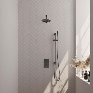 Brauer Carving 5-GM-133 thermostatic concealed rain shower 3-way diverter SET 37 gunmetal brushed PVD