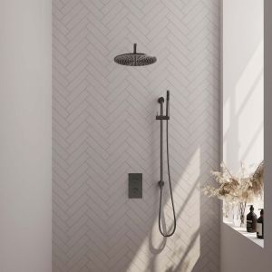 Brauer Carving 5-GM-136 thermostatic concealed rain shower 3-way diverter SET 40 gunmetal brushed PVD