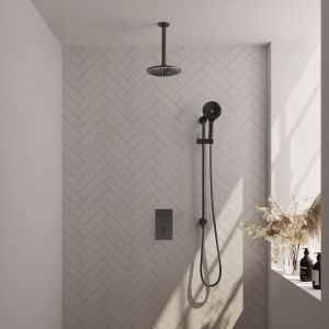 BrauerCarving 5-GM-143 thermostatic concealed rain shower 3-way diverter SET 47 gunmetal brushed PVD