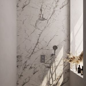 BrauerCarving 5-NG-129 thermostatic concealed rain shower 3-way diverter SET 33 stainless steel brushed PVD