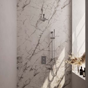 BrauerCarving 5-NG-133 thermostatic concealed rain shower 3-way diverter SET 37 stainless steel brushed PVD