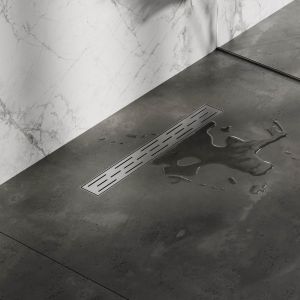 Brauer DR-SRF60NG douchegoot met standaard rooster en flens 7 x 60cm RVS geborsteld