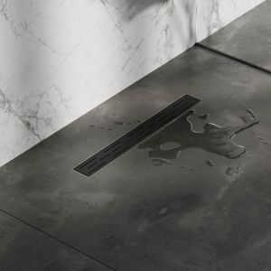 Brauer DR-SRF60S douchegoot met standaard rooster en flens 7 x 60cm mat zwart