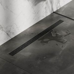 Brauer DR-SRF90S douchegoot met standaard rooster en flens 7 x 90cm mat zwart