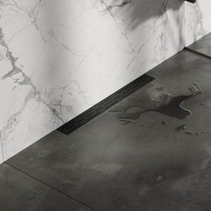 Brauer DR-SRFW50S douchegoot met standaard rooster en flens voor wandmontage 7 x 50cm mat zwart