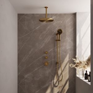 Brauer Edition 5-GG-039 thermostatic concealed rain shower SET 24 gold brushed PVD