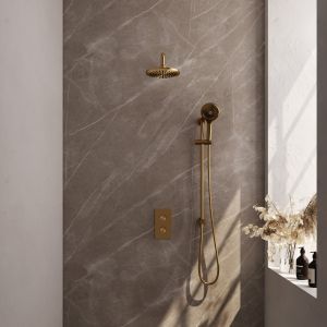 Brauer Edition 5-GG-068 thermostatic concealed rain shower 3-way diverter SET 45 gold brushed PVD