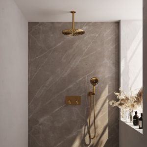 Brauer Edition 5-GG-171 thermostatic concealed rain shower with push buttons SET 60 gold brushed PVD
