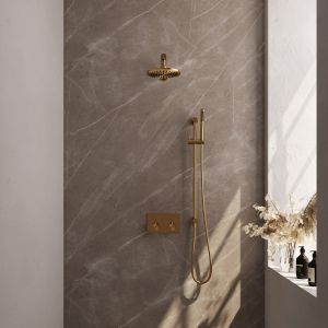 Brauer Edition 5-GG-172 thermostatic concealed rain shower with push buttons SET 61 gold brushed PVD